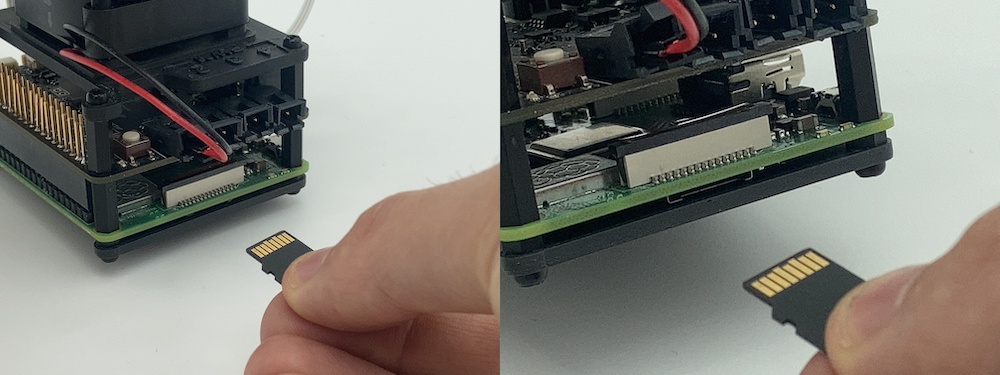Insert the microSD card into a Raspberry Pi A model