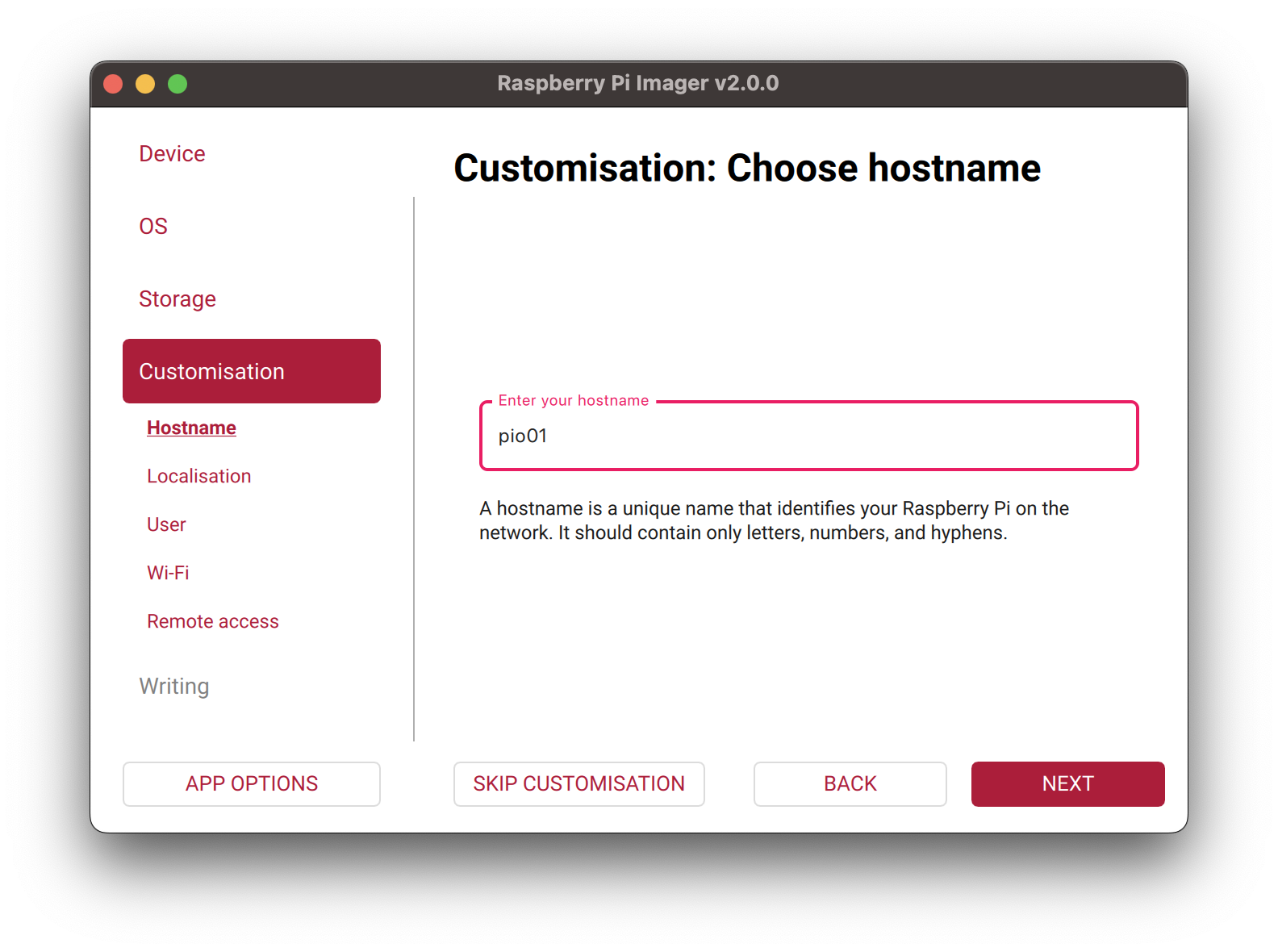 Choose hostname