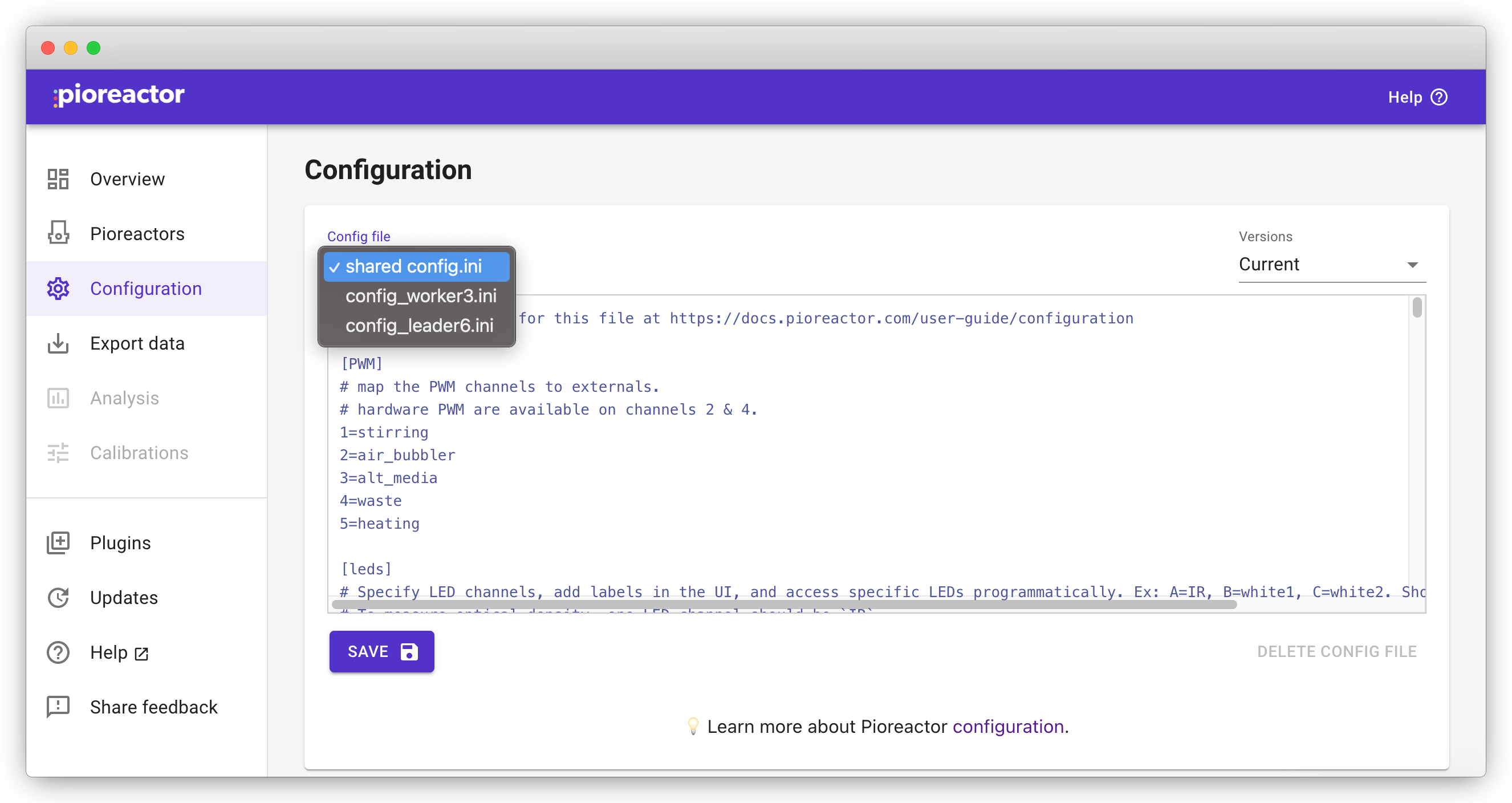 Choose the config.ini you wish to edit