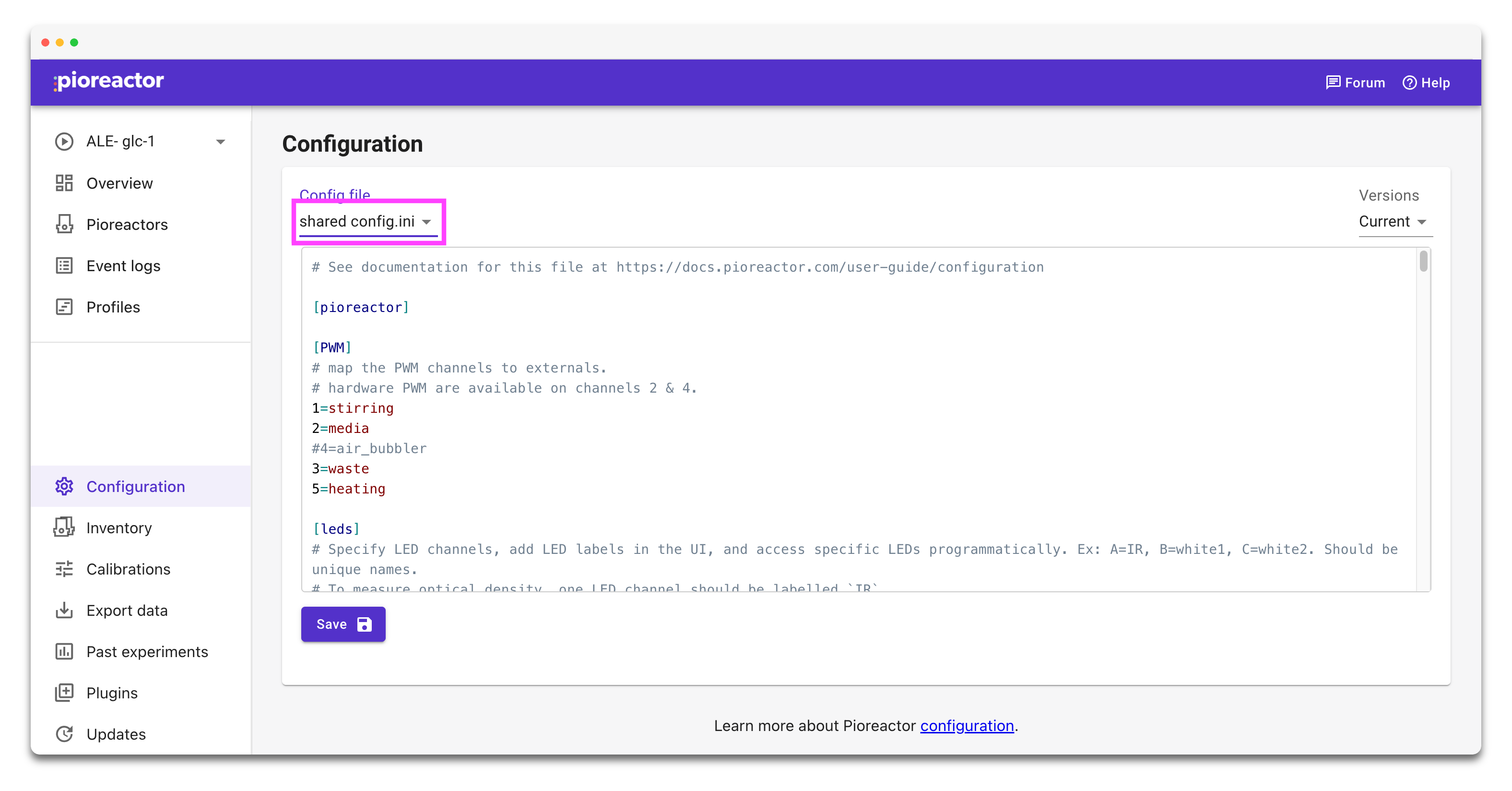 Choose the config.ini you wish to edit