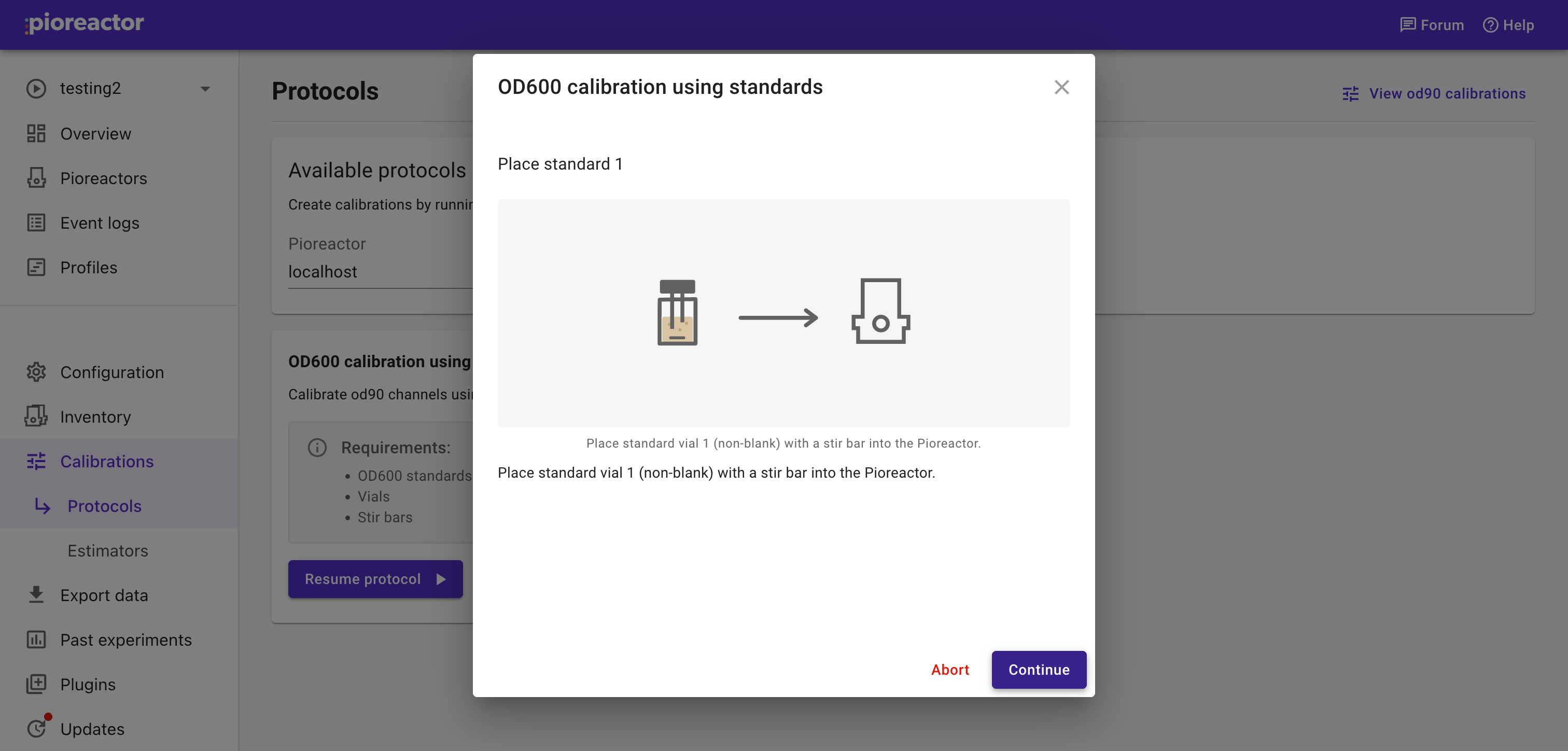 Place the first standard vial.