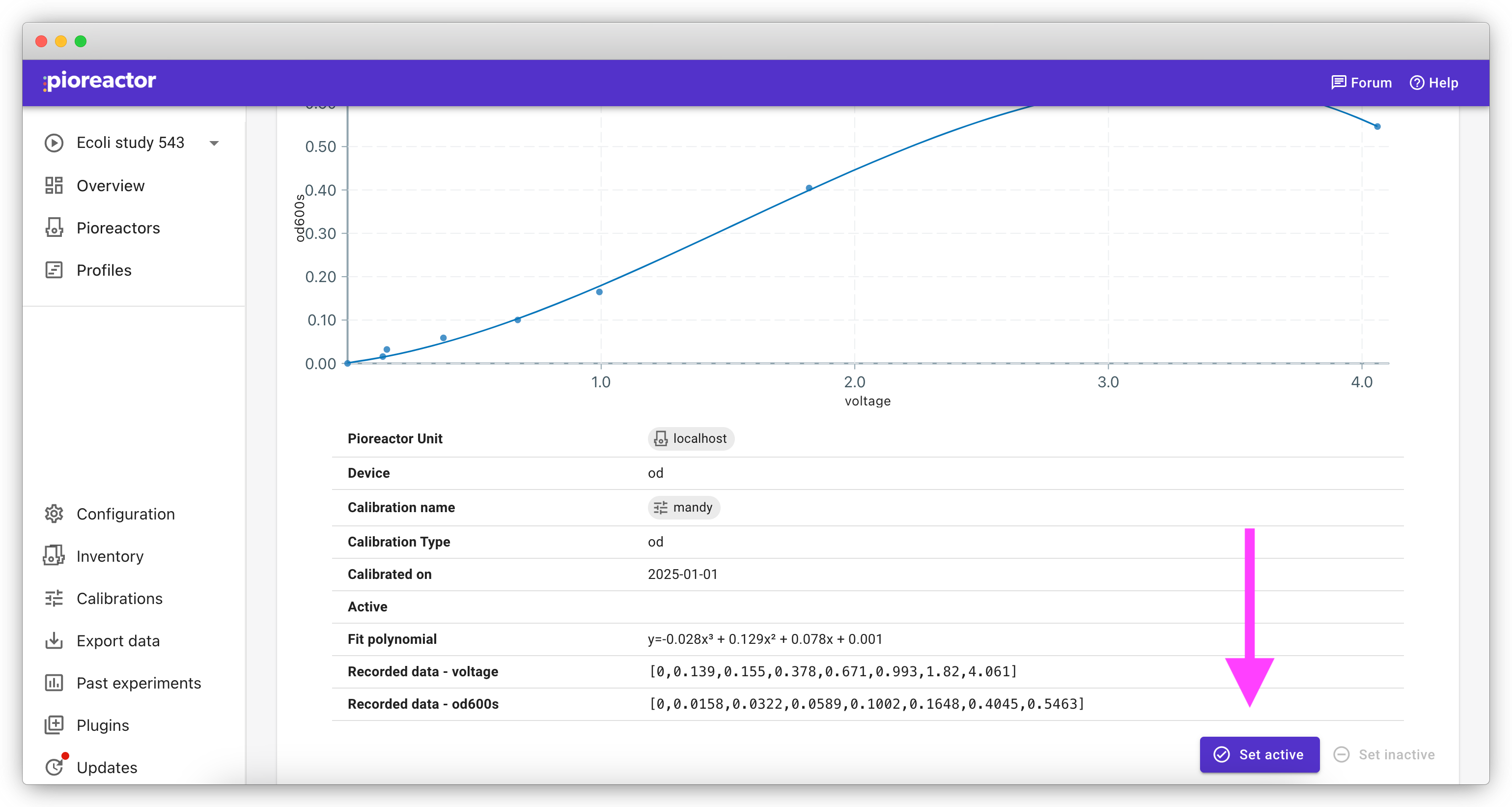 Final data points on OD calibration.