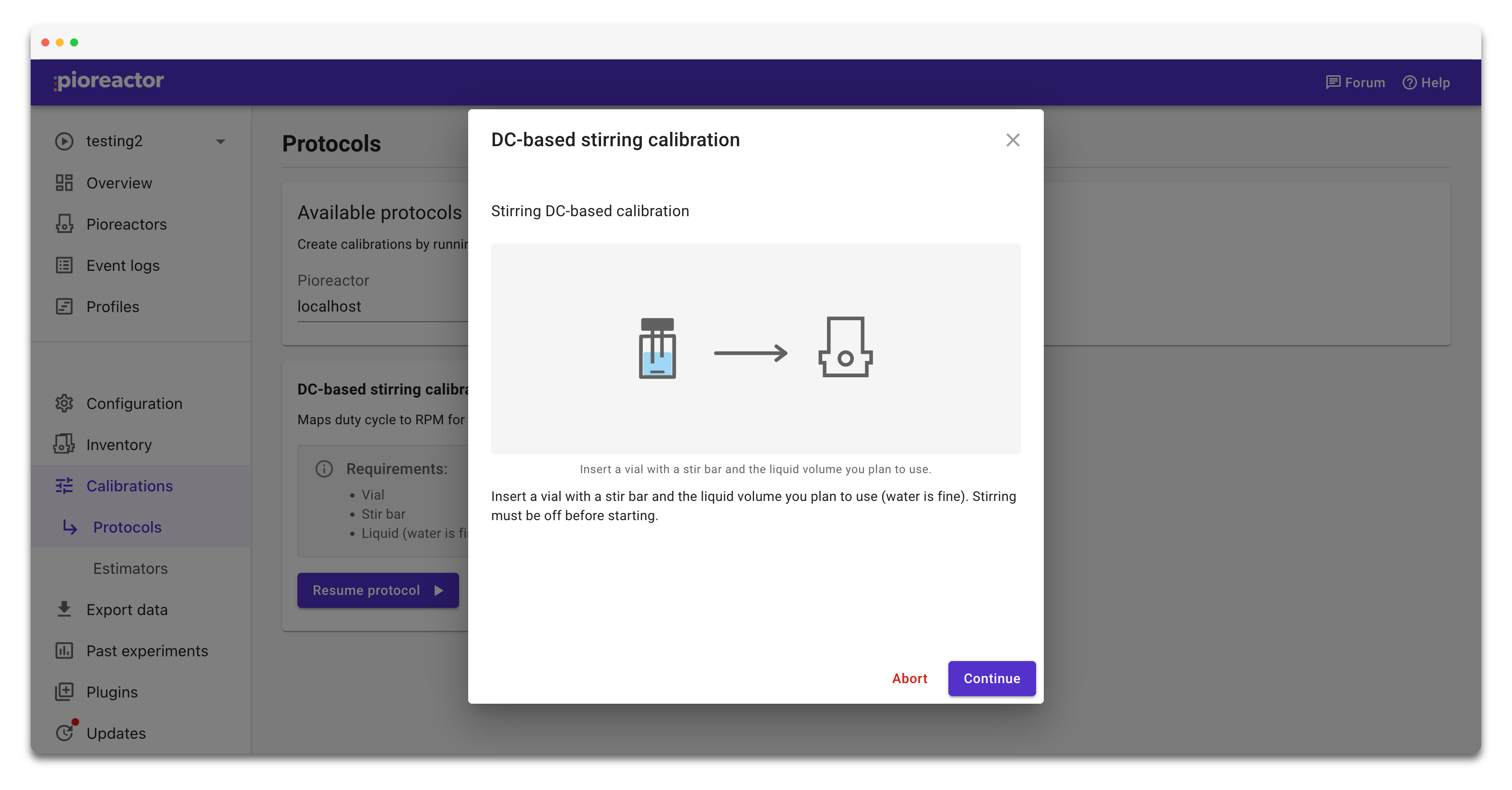 DC-based stirring calibration protocol in the Protocols page.